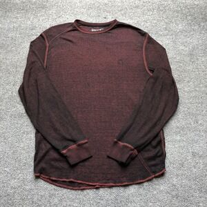 Volcom Shirt Mens Large Red Thermal Waffle Knit Long Sleeve Crewneck Tee Casual